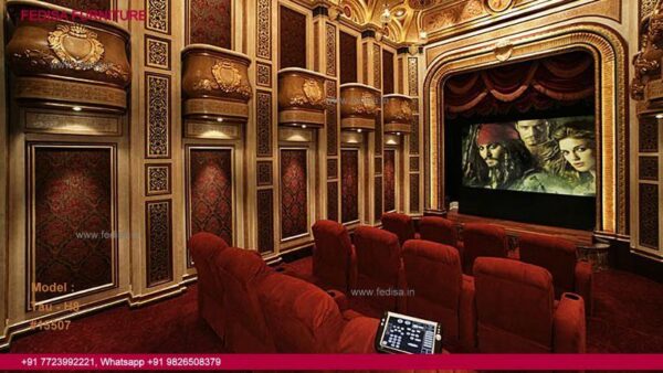 Home Theater Design Custom Built Home Theater Room Color Decoration White Wooden Single Bed
