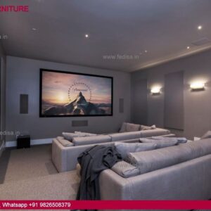 Home Theater Design Home Theater Construction Company Dark Interior House Gray Nightstand